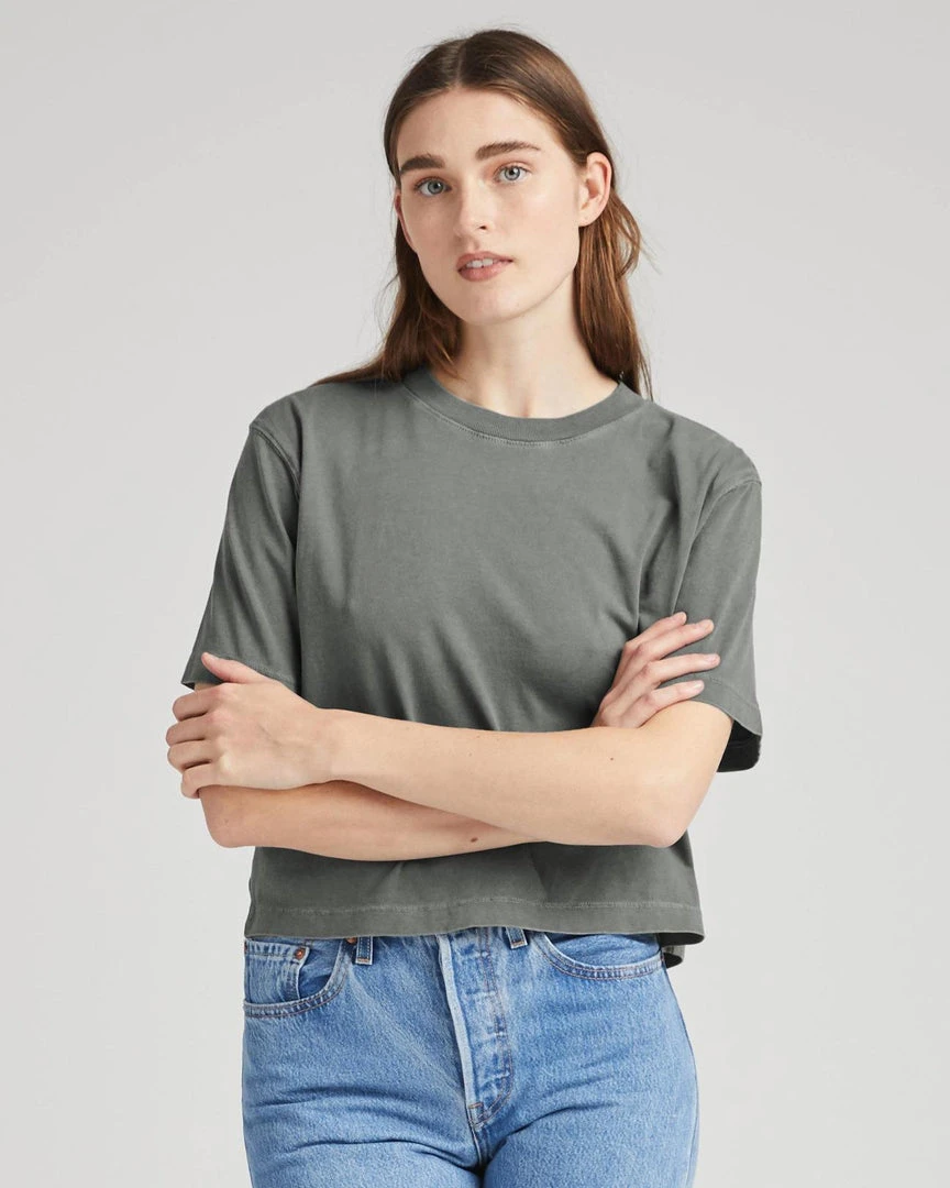 RICHER POORER RELAXED SHORT SLEEVE CROP TEE GUNMETAL NEW IN 5 RICHER POORER RELAXED SHORT SLEEVE CROP TEE GUNMETAL NEW IN