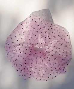 PIPE AND ROW NEW IN SHEER DOT PINK SCRUNCHIE