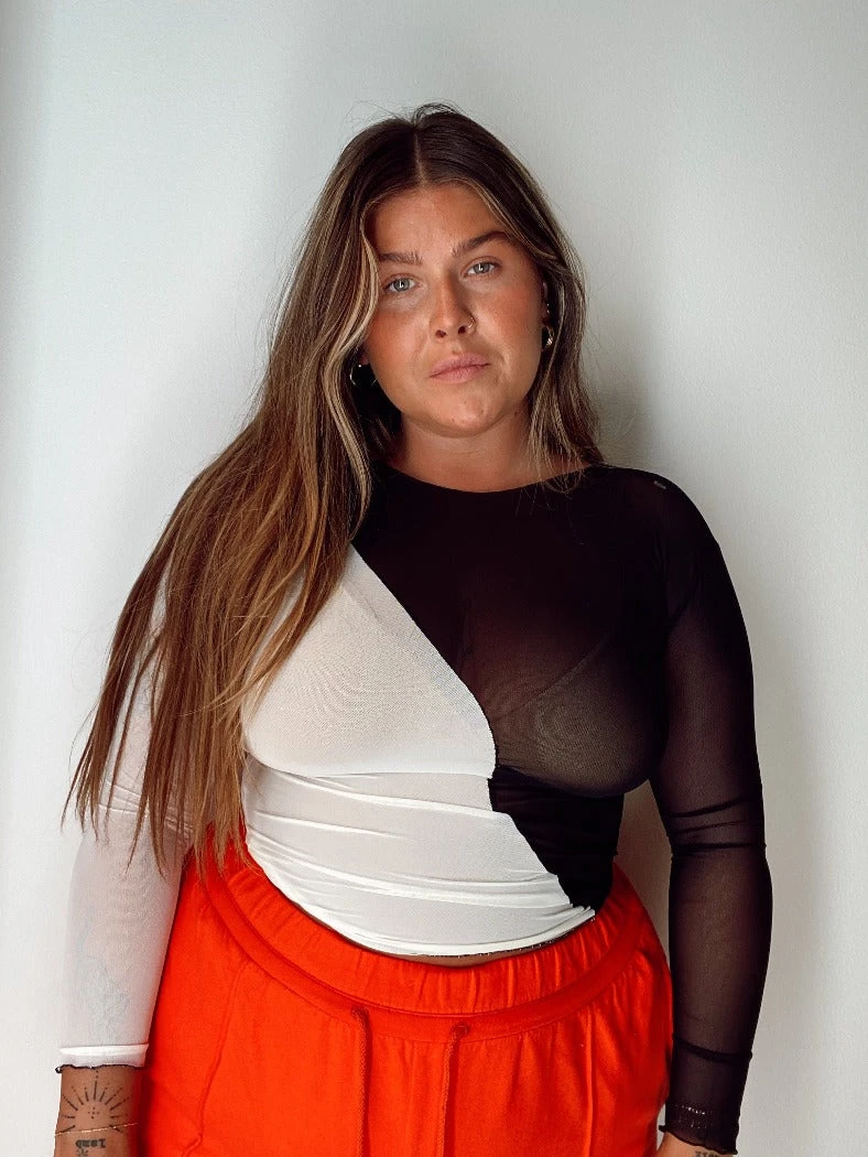 NIN STUDIO SWIRL MESH LONG SLEEVE TOP 4 NIN STUDIO SWIRL MESH LONG SLEEVE TOP