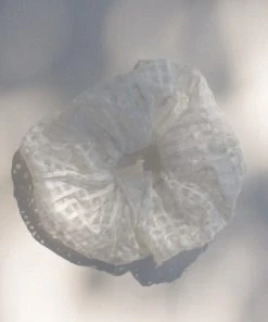 PIPE AND ROW SHEER CHECK WHITE SCRUNCHIE