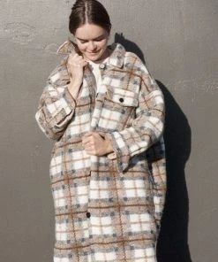 PIPE AND ROW NEW IN QUILTED BLAKE PLAID COAT COFFEE 13 PIPE AND ROW NEW IN QUILTED BLAKE PLAID COAT COFFEE