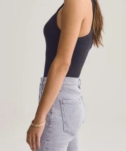 AGOLDE NEW IN RIB HIGH NECK TANK BLACK