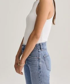 AGOLDE RIB HIGH NECK TANK WHITE NEW IN