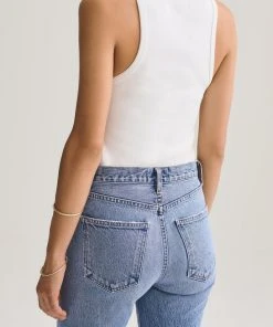 AGOLDE RIB HIGH NECK TANK WHITE NEW IN