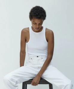 AGOLDE RIB HIGH NECK TANK WHITE NEW IN