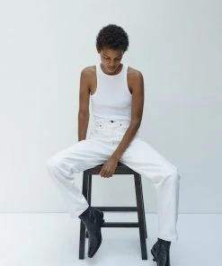 AGOLDE RIB HIGH NECK TANK WHITE NEW IN