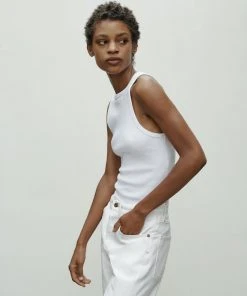 AGOLDE RIB HIGH NECK TANK WHITE NEW IN