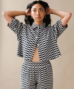 DUSHYANT SHORT SLEEVE CHECKERED TOP