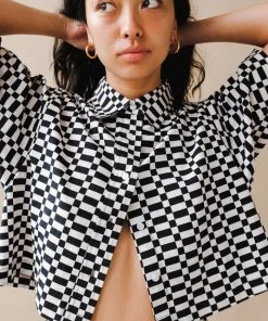 DUSHYANT SHORT SLEEVE CHECKERED TOP