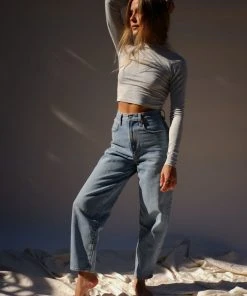JOAH BROWN CROPPED CREW LONGSLEEVE