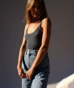 LACAUSA SPRING '22 MAYA RIBBED TANK SLATE