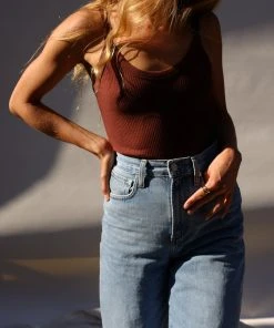 LACAUSA MAYA RIBBED TANK CHOCOLATE SPRING '22