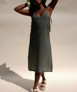 LACAUSA ALMA SLIP DRESS SEAWEED SPRING '22