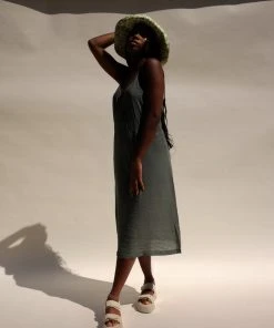 LACAUSA ALMA SLIP DRESS SEAWEED SPRING '22