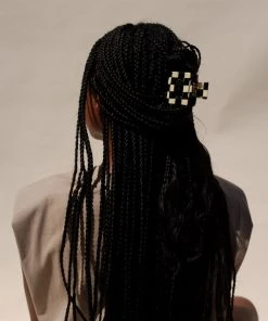 PIPE AND ROW SMALL SQUARE HAIR CLAW CHECKER BLACK/WHITE NEW IN