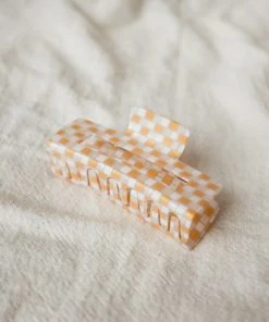 PIPE AND ROW PIPE AND ROW STAPLES XL CHECKER HAIR CLAW PEACH
