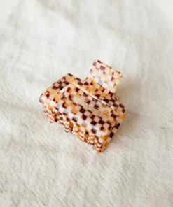 PIPE AND ROW NEW IN SMALL SQUARE HAIR CLAW CHECKER BROWN