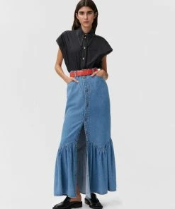 GANNI SPRING '22 COTTON POPLIN DIAMOND SLEEVELESS TOP