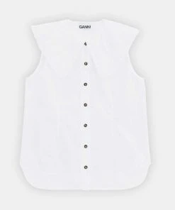 GANNI COTTON POPLIN SLEEVELESS SPRING '22
