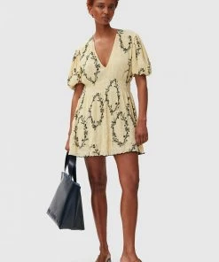 GANNI PLEATED GEORGETTE MINI DRESS