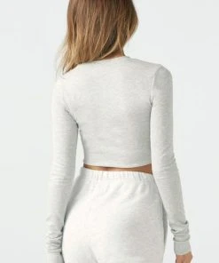 JOAH BROWN CROPPED CREW LONGSLEEVE