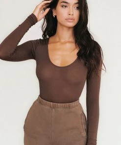 JOAH BROWN SCOOP NECK LONG SLEEVE