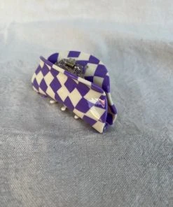 PIPE AND ROW ASYMMETRICAL HAIR CLAW PURPLE CHECK SPRING '22