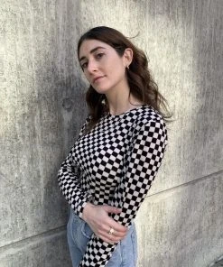 NICE THINGS CHECKER ROUND NECK LONG SLEEVE SALE