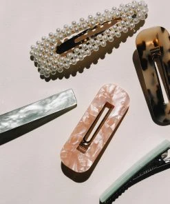 PIPE AND ROW RESIN HAIR BARRETTE CUT OUT RECTANGLE