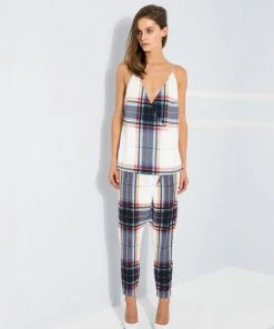 FINDERS KEEPERS NAVY TARTAN MATCHMAKER PANT SALE
