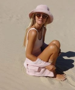 ARAMINTA JAMES NEW IN TERRY BUCKET HAT DUSTY ROSE