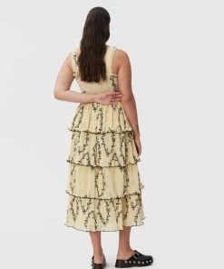 GANNI PLEATED GEORGETTE DRESS SPRING '22