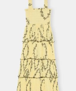 GANNI PLEATED GEORGETTE DRESS SPRING '22