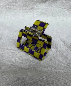 PIPE AND ROW SPRING '22 SMALL SQUARE HAIR CLAW CHECKER HUSKY PURPLE