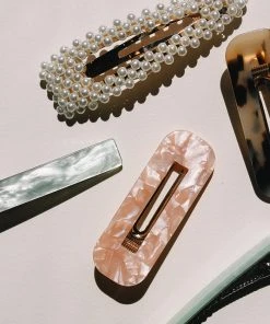 PIPE AND ROW RESIN HAIR BARRETTE CUT OUT RECTANGLE