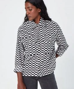 DUSHYANT LONG SLEEVE CHECKERED TOP